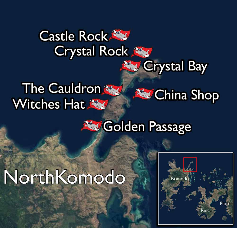 north komodo dive sites map