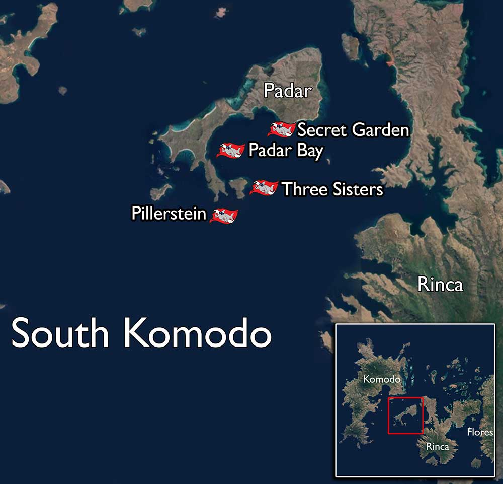 south komodo dive site map